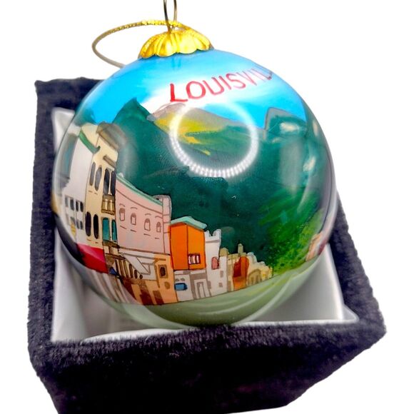 Vintage Louisville Reverse Painted Blown Glass Ball Ornament Art Studio Company - Picture 15 of 16